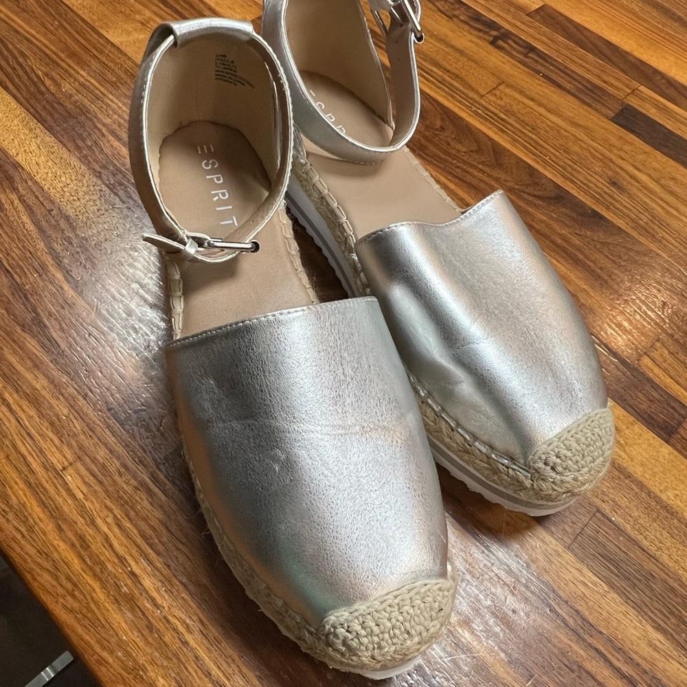 Esprit Metallic Silver Espadrille Sandals